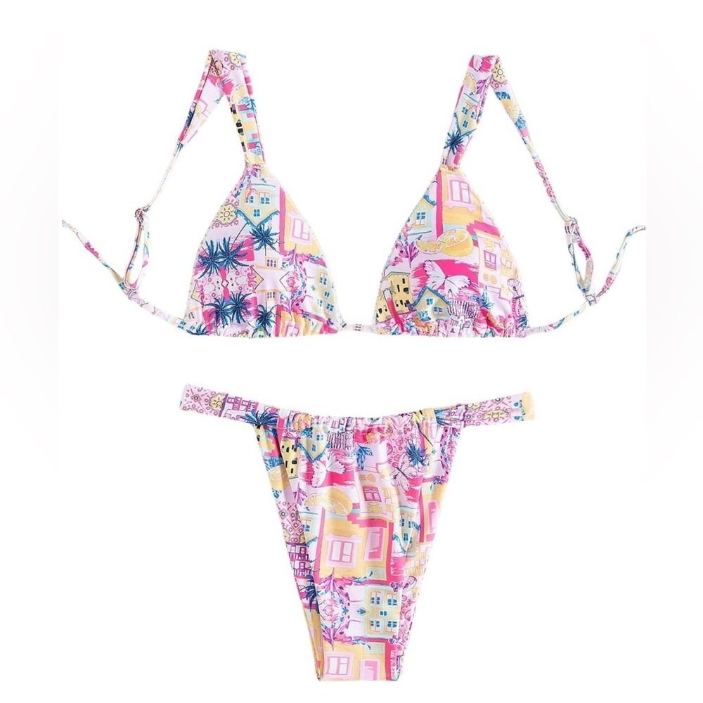 Tropical Print Bikini Set